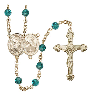 14 Karat Gold 6mm Austrian Crystal Divina Misericordia Rosary in Zircon