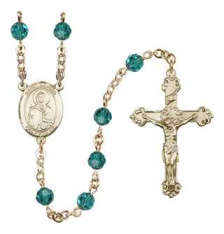 14 Karat Gold 6mm Austrian Crystal Saint Marina Rosary in Zircon