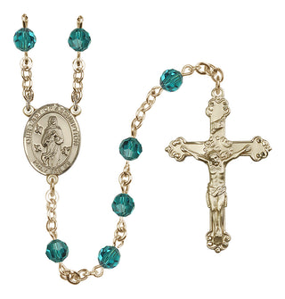 14 Karat Gold 6mm Austrian Crystal Our Lady of Assumption Rosary in Zircon