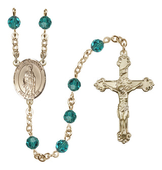 14 Karat Gold 6mm Austrian Crystal Saint Nathanael Rosary in Zircon