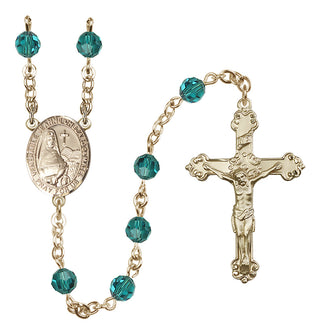14 Karat Gold 6mm Austrian Crystal Saint Jeanne Chezard de Matel Rosary in Zircon