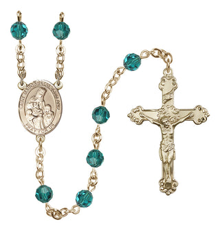 14 Karat Gold 6mm Austrian Crystal Saint Margaret of Scotland Rosary in Zircon