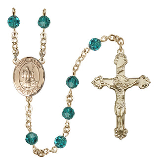 14 Karat Gold 6mm Austrian Crystal Saint Maron Rosary in Zircon