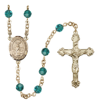14 Karat Gold 6mm Austrian Crystal Saint Medard of Noyon Rosary in Zircon