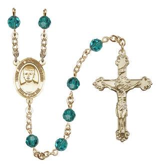 14 Karat Gold 6mm Austrian Crystal Saint Jose Sanchez del Rio Rosary in Zircon