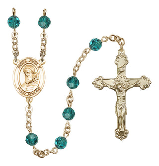 14 Karat Gold 6mm Austrian Crystal Pope Pius V Rosary in Zircon
