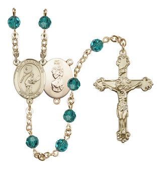 14 Karat Gold 6mm Austrian Crystal Saint Christopher/Tennis Rosary in Zircon