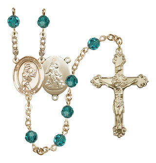 14 Karat Gold 6mm Austrian Crystal Guardian Angel/Softball Rosary in Zircon