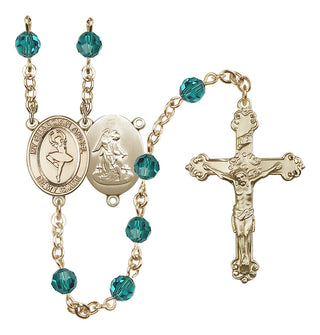 14 Karat Gold 6mm Austrian Crystal Guardian Angel/Dance Rosary in Zircon
