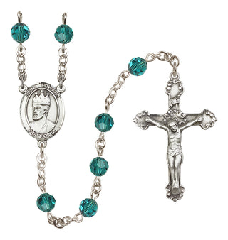 Sterling Silver 6mm Austrian Crystal Saint Edward the Confessor Rosary in Zircon