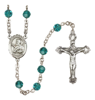 Sterling Silver 6mm Austrian Crystal Saint Francis Xavier Rosary in Zircon