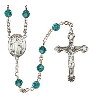 Sterling Silver 6mm Austrian Crystal Saint Justin Rosary in Zircon