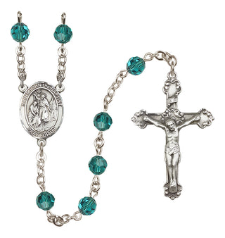 Sterling Silver 6mm Austrian Crystal Saint John the Baptist Rosary in Zircon