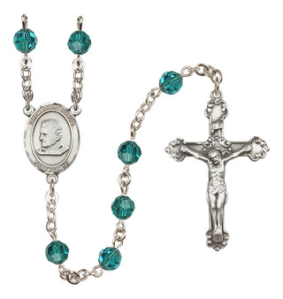 Sterling Silver 6mm Austrian Crystal Saint John Bosco Rosary in Zircon