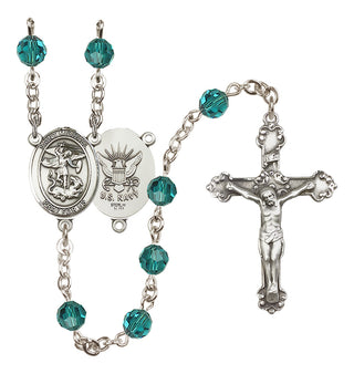 Sterling Silver 6mm Saint Michael / Navy Rosary