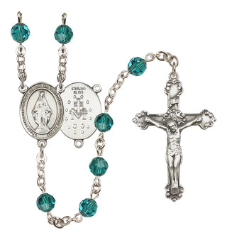 Sterling Silver 6mm Austrian Crystal Miraculous Rosary in Zircon