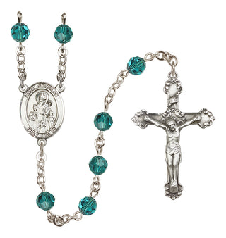 Sterling Silver 6mm Austrian Crystal Saint Nicholas Rosary in Zircon