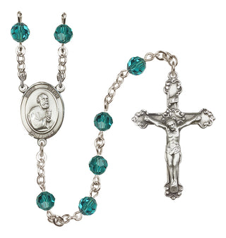 Sterling Silver 6mm Austrian Crystal Saint Peter the Apostle Rosary in Zircon