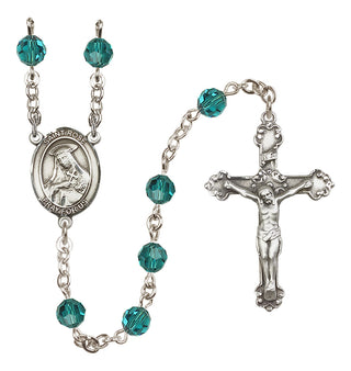 Sterling Silver 6mm Austrian Crystal Saint Rose of Lima Rosary in Zircon