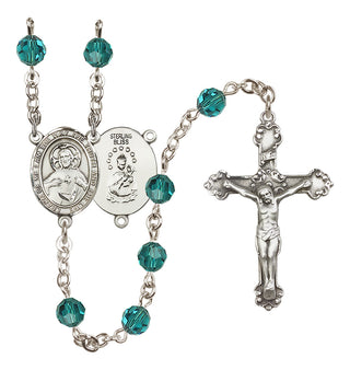 Sterling Silver 6mm Austrian Crystal Scapular Rosary in Zircon