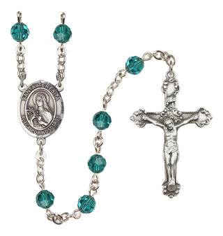 Sterling Silver 6mm Austrian Crystal Santa Teresita Rosary in Zircon