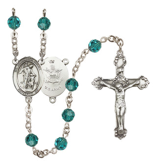 Sterling Silver 6mm Austrian Crystal Guardian Angel / Army Rosary in Zircon