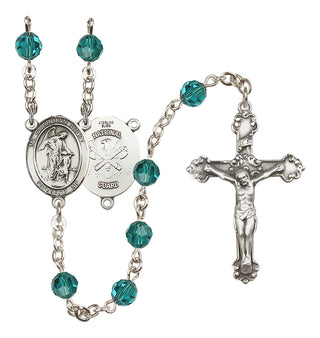 Sterling Silver 6mm Austrian Crystal Guardian Angel / Nat'l Guard Rosary in Zircon
