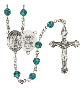 Sterling Silver 6mm Guardian Angel / Navy Rosary