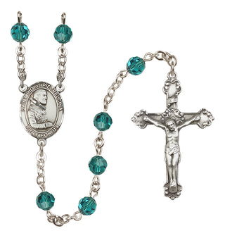 Sterling Silver 6mm Austrian Crystal Saint Pio of Pietrelcina Rosary in Zircon