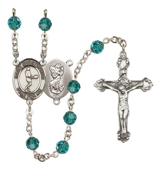 Sterling Silver 6mm Saint Christopher/Tennis Rosary