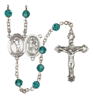 Sterling Silver 6mm Austrian Crystal Saint Sebastian/Golf Rosary in Zircon