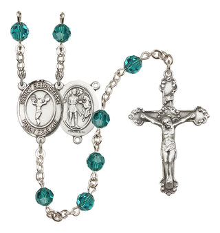 Sterling Silver 6mm Austrian Crystal Saint Sebastian/Cheerleading Rosary in Zircon