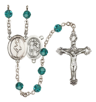 Sterling Silver 6mm Austrian Crystal Saint Sebastian/Dance Rosary in Zircon