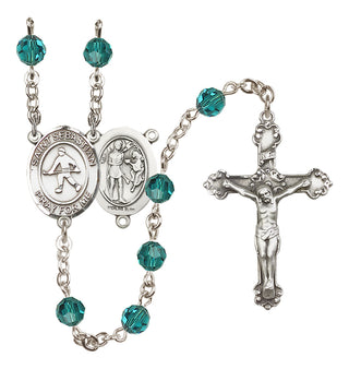 Sterling Silver 6mm Austrian Crystal Saint Sebastian/Field Hockey Rosary in Zircon