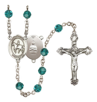 Sterling Silver 6mm Austrian Crystal Saint Kateri/Equestrian Rosary in Zircon