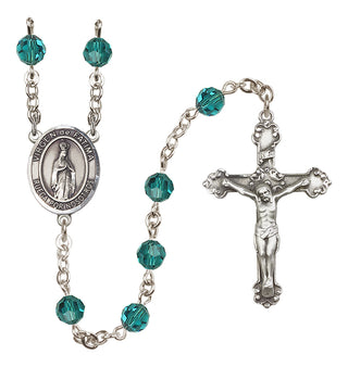 Sterling Silver 6mm Austrian Crystal Virgen del Fatima Rosary in Zircon