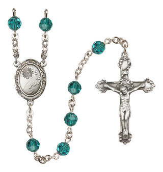 Sterling Silver 6mm Footprints / Cross  Engraved Catholic Rosaries