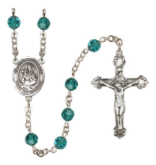 Sterling Silver 6mm Austrian Crystal Virgen del Carmen Rosary in Zircon