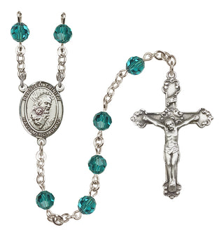 Sterling Silver 6mm Austrian Crystal Blessed Trinity Rosary in Zircon
