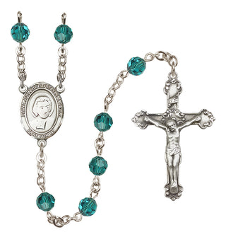 Sterling Silver 6mm Austrian Crystal Saint John Baptist de la Salle Rosary in Zircon