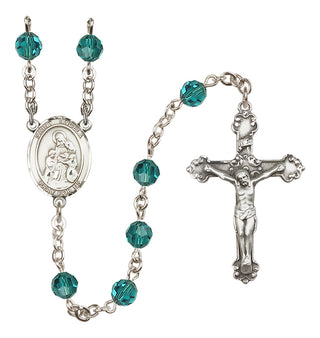 Sterling Silver 6mm Austrian Crystal Saint Angela Merici Rosary in Zircon