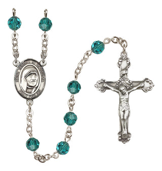Sterling Silver 6mm Austrian Crystal Saint Teresa of Calcutta Rosary in Zircon