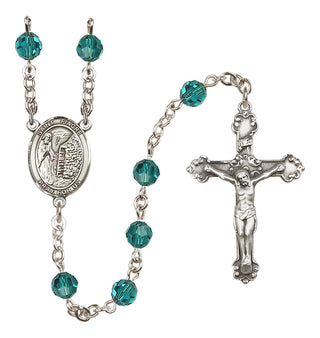 Sterling Silver 6mm Austrian Crystal Saint Fiacre Rosary in Zircon