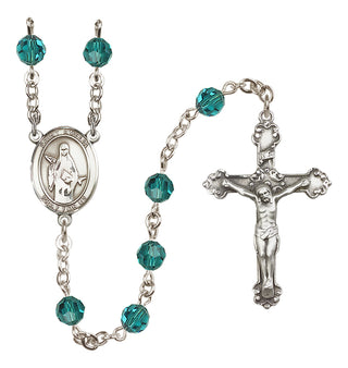 Sterling Silver 6mm Austrian Crystal Saint Amelia Rosary in Zircon