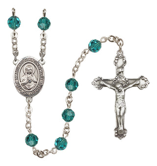 Sterling Silver 6mm Austrian Crystal Corazon Inmaculado de Maria Rosary in Zircon