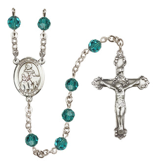 Sterling Silver 6mm Austrian Crystal Saint Giles Rosary in Zircon