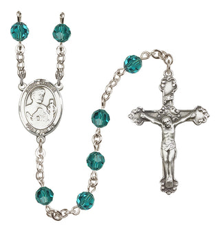 Sterling Silver 6mm Austrian Crystal Saint Kieran Rosary in Zircon