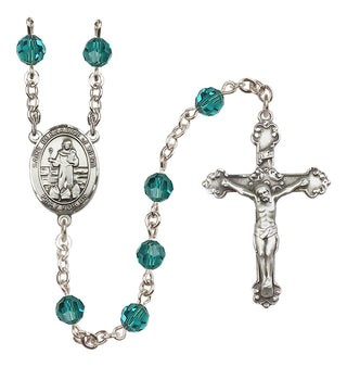 Sterling Silver 6mm Austrian Crystal Saint Bernadine of Sienna Rosary in Zircon