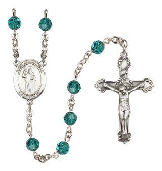 Sterling Silver 6mm Austrian Crystal Saint Columbkille Rosary in Zircon