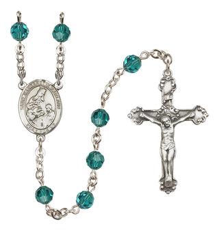 Sterling Silver 6mm Austrian Crystal Saint Margaret of Scotland Rosary in Zircon